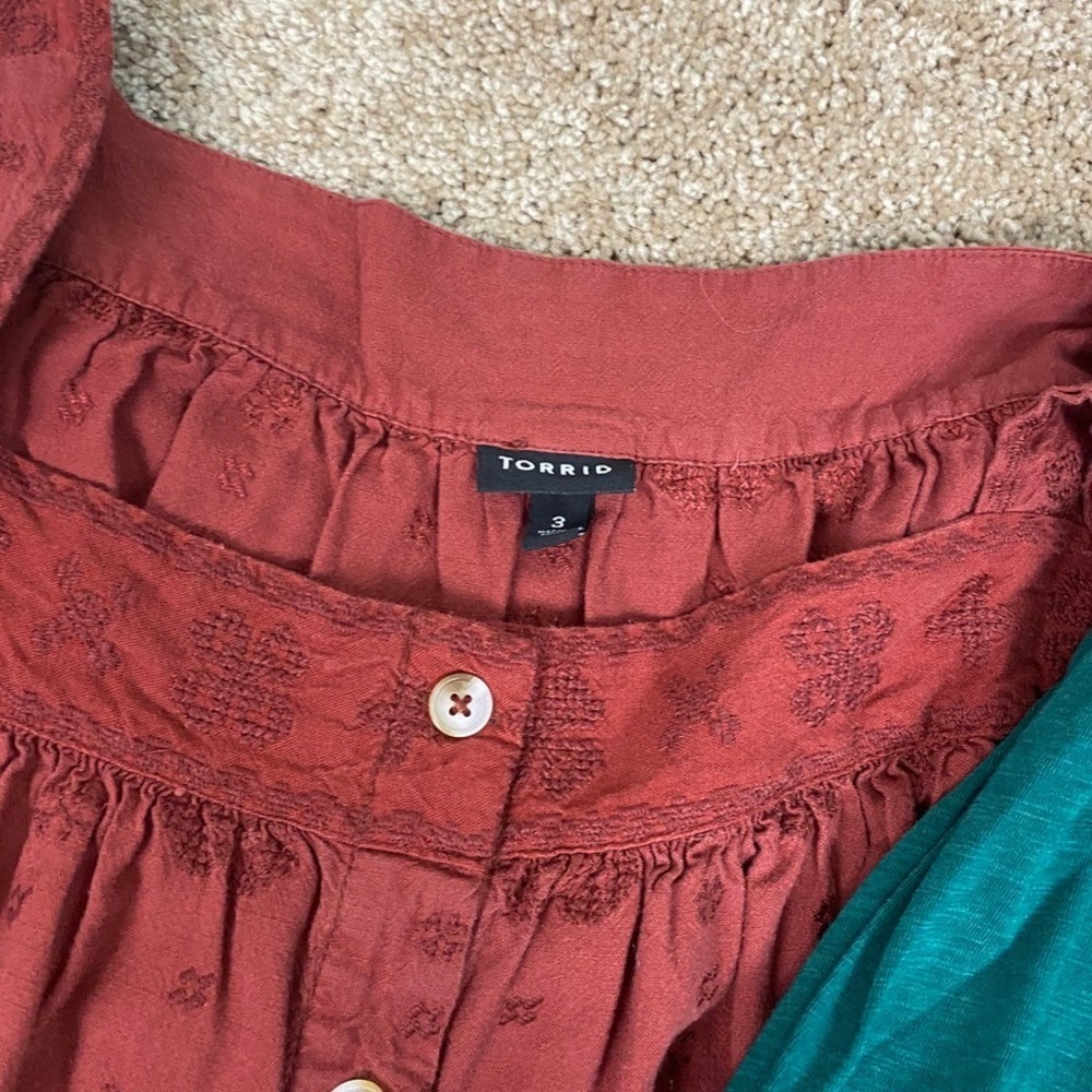 Torrid Boho Bundle Tops Womens 3X Lace Embroidered Floral Blouses Earthy Hippie - Picture 3 of 10